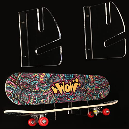 WLSANX Skateboard Rack Wandhalterung Skateboard Display Rack Wandhalterung Skateboard Aufbewahrungsregal für Skateboard Deck Display und Lagerung Schwebeeffekt (Transparent 1 Paar)