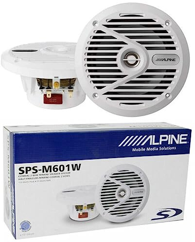 KIT SET PER ALPINE SPS-M601W 2 altoparlanti coassiali a 2 vie marini bianchi da 16,5 cm 165 mm 6,5 impermeabili water proof 35 watt rms 110 watt max 4 ohm, piscina barca mare, a coppia