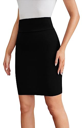 Sweet Hearts Mini Pencil Skirt for Women- Above Knee Silky Basic Bodycon Skirt Made in USA (Black, Small)