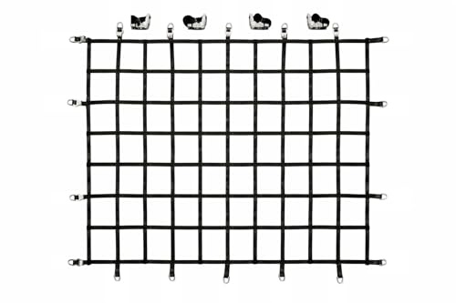 LASIPROFI Gurtbandnetz 1775 x 1250 mm für Minivan, Anhänger und Kleintransporter | Ladungsnetz aus PES-Gurtband, schwarz, mit D-Ringen und Adaptergurten | LC: 600 daN