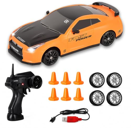 Siereolly RC Drift Car 1:24 Ferngesteuertes Auto 2,4Ghz Spielzeugauto 15km/h 4WD Ferngesteuertes Rennauto mit Arbeitsscheinwerfern Geschenk für Erwachsene Kinder