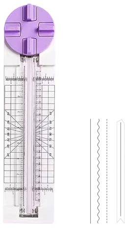 Coupe-papier 4 en 1 - Multifonction - Pour scrapbooking - Rotation à 360 degrés - Coupe-papier - Courbes en pointillés - Pliage de lignes (violet)