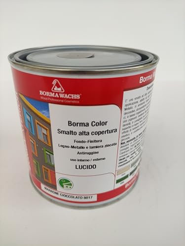 B.P.S. s.r.l. Smalto alta copertura legno-metallo e lamiera zincata antiruggine marrone cioccolato 8017 uso interno/esterno 750 ml.