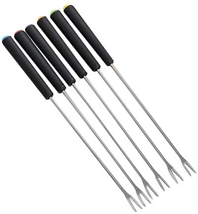 GOOHOCHY 6pcs Fondue Gabeln Griff Für Schokolade Käse Edelstahl Gabeln Für Fondue Dippen