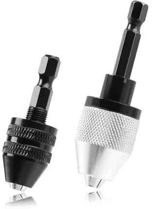 2 Stück Keyless Bohrfutter, Schnell Bohrfutter, 0.3-6.5 mm&0.3-3.6 mm Sechskantschaft Bohrer Adapter, 1/4 Sechskantschaft Schnellspannbohrfutter, für Schlagbohrmaschine