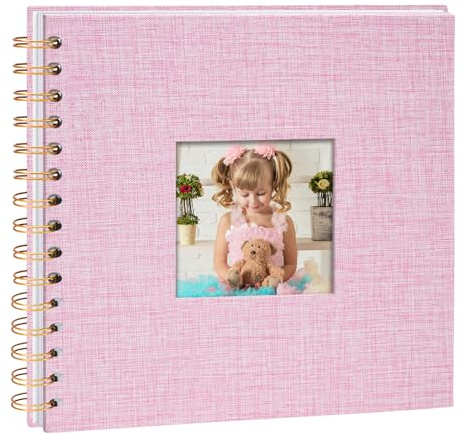 Vienrose Fotoalbum zum Selbstgestalten 20,5x20,5 cm, säurefreie | 20 Blätter 40 Weißen Seiten, DIY Scrapbook Spiralalbum, Leinen zum Einkleben für Hochzeit Baby Familien Jahrestag Geburtstag