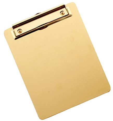 EXCEART Porte-documents Acier Inoxydable Doré Avec Pince Support Papier Portable Pour Écriture Et Prise De Notes Pour École Bureau Et Usage Domestique