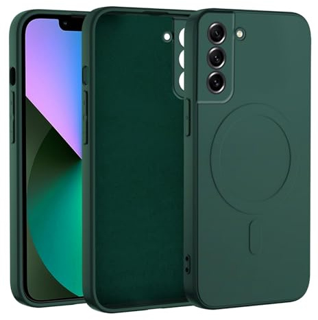 KetteTech Magnetiskt fodral för Samsung Galaxy S21 5G (inte för S21FE/S21 Plus), flytande silikon mobiltelefonfodral kompatibelt med MagSafe, reptåligt och stötsäkert skyddsfodral (mossgrön)