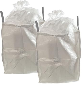 Big Bag - 90x90x100cm, 1000kg Traglast - mit oder ohne Einfüllschürze - flexibler Schüttgutbehälter - mit Henkeln/Schlaufen - Kunststoffsack - Abfallsack - 2er Pack (Standard)