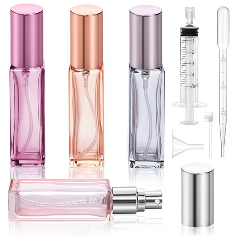 Niboken Parfümzerstäuber Nachfüllbar 10ml, Reisen Parfümflasche aus Glas mit Feinem Nebel, Tragbare Mini Sprühflasche Leer Parfüm Abfüller für Damen und Herren Unterwegs (4 Stück)