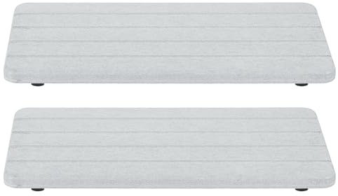 sourcing map Water Absorbent Diatomite Coasters,2 PCS 8.66 x 4.33 - Water Absorbing Stone Tray with Grooves for Plants and Cosmetic Bottles, Soap Dish (Gray)