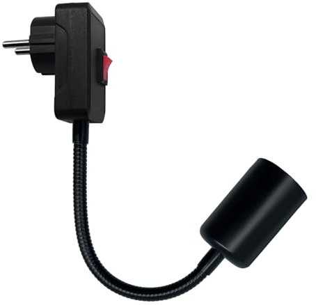 LAKONEI Lámpara Enchufe E27 con Interruptor, Brazo Flexible 360° Rotación y Extensión