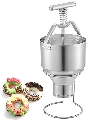 CASEGO 3L Donut Depositor, Manual Doughnut Maker with 6 Adjustable Thicknesses, Stainless Steel Manual Donut Dispenser with Stand for Home