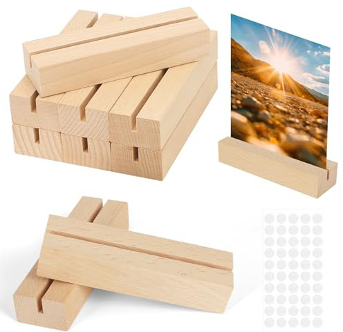 Kartenhalter Holz 10 Stück Fotohalter Holz Tischkartenhalter Kartenständer Menükartenhalter Postkartenhalter für Hochzeiten Restaurants Bankette und Partys, Holzfarbe