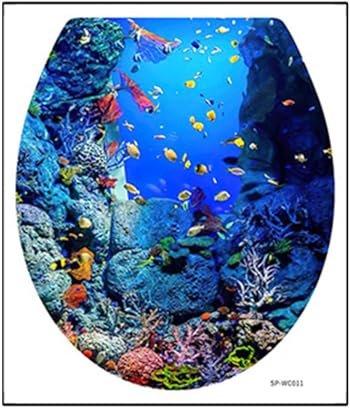 Abnehmbare Toiletten-Wandaufkleber, Toilettendeckel-Aufkleber - Selbstklebende Wandaufkleber und Wandbilder zum Thema Meer,Glatte Oberflächen Toilettenaufkleber Badezimmeraufkleber für Toilettensitz B
