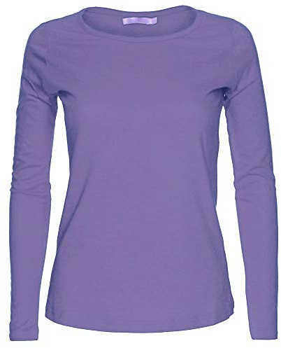 LessThanTenQuid Ladies Womens Plain Stretchy Long Sleeve Round Neck Top