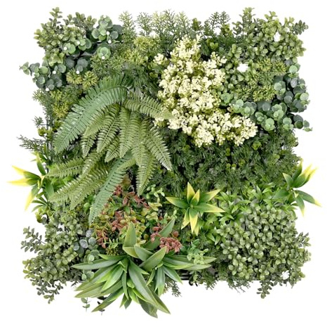 Floordirekt Pflanzenwand 50 x 50 cm - Kunstpflanzen zur Wandmontage - Wandgarten - Künstliche Pflanzen Deko für Wand, Balkon & Garten (Rhea Typ C)