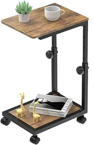LFYDYKJ Betttisch Mit Rollen Tisch mit rollenden Rädern, höhenverstellbarer Sofa-Beistelltisch for kleine Räume, Schlafzimmer, Überbetttisch mit Rädern FüR Wohnzimmer