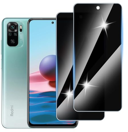 Hirshen 【2 Piezas】 Protector Pantalla Privacidad para Redmi Note 10S,Anti-Espía Vidrio Película,Cristal Vidrio Templado Anti Espía,9H Dureza,Sin Burbujas,Anti-Arañazo,Privacy Screen Protector