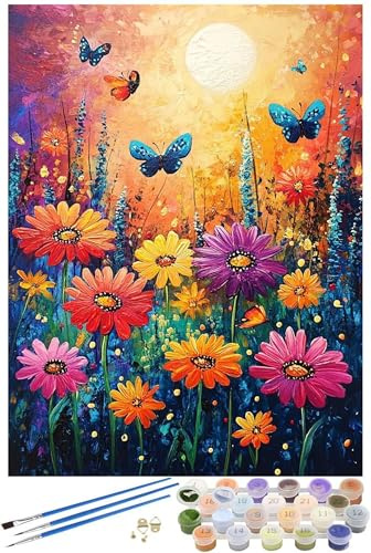 Malen Nach Zahlen Blume Malen Nach Zahlen Erwachsene Anlage Malen Nach Zahlen Kinder Anfänger Bastelset mit Rahmen 50x70cm, 5D DIY Ölgemälde Kit für Zimmer Deko Wohnzimmer, Geschenke für Frauen -6386