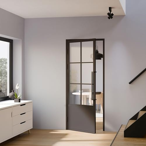 inova Glastür Komplettset 830x2115mm links mit Beschlag und Zarge Griffstange Drehtür