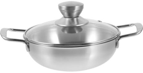 HANABASS Maceta Portátil Para Exteriores Mini Wok De Acero Inoxidable Wok De Doble Asa Para Cocinar Al Aire Para Camping y Parrillas