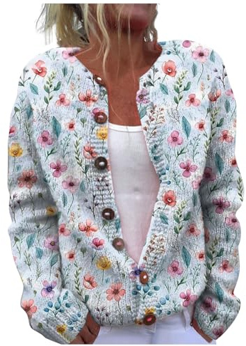 Uwdiohq Women's Single Plush Art Print Comfortable Knitted Cardigan Woman with in Cardigans Summer Cardigans for Women UK Lightweight Summer for Women UK Plus Size Womens Fluffy Black White