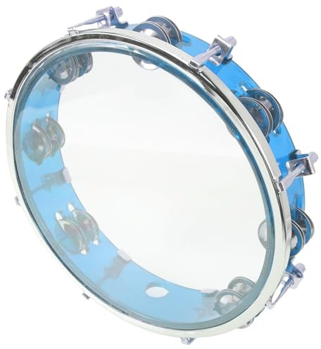 FRCOLOR Handtrommel Tamburin Für Kinder Verstellbar Kunststoff Metall Blau Mit Griff Party Percussion Instrument Für Musik Und Band