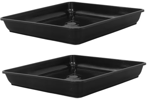 UKCOCO Lot de 2 soucoupes carrées en plastique pour pot de fleurs - 40 cm - Noir - Résistant aux UV - Facile à nettoyer - Pour balcon