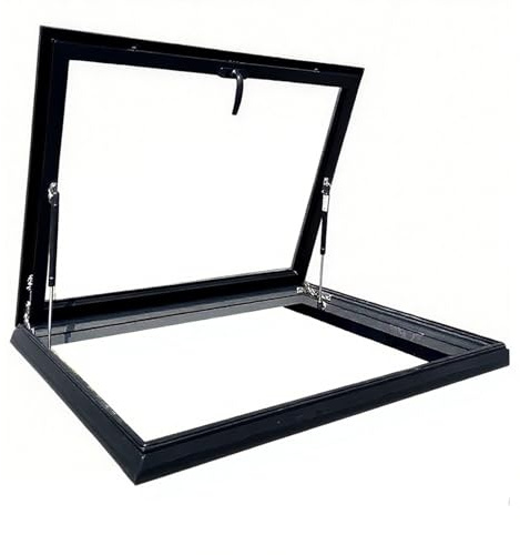 Claraboya Techo Ventanas Para Tejados Aleación Aluminio + Vidrio Templado Tragaluz De Techo Tragaluz De Techo Trampilla De Mantenimiento De Techo 50x50 80x90 90x100cm Para Sótanos Desván(L95xW70cm)