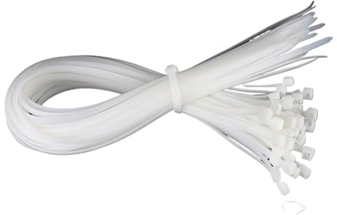 Juego de 100 bridas de nailon autoblocantes con cierre de cremallera for cables grandes (12 x 500, 12 x 600 y 12 x 700 mm)(White,12mm x 70cm 100pcs)