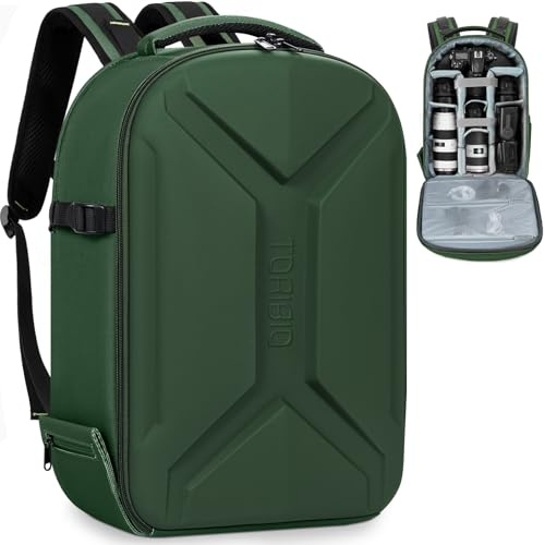 FREEAMG Zaino per Fotocamera Rigido, Borsa Fotografica per Fotocamere DSLR/Mirrorless, Compatibile con Fotocamere Sony/Canon/Nikon (Verde)