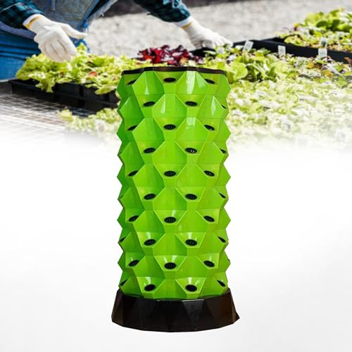 Torre di Coltivazione idroponica Verticale, Giardino idroponico a Torre con Pompa, Sistema aeroponico Verticale per la Coltivazione di Fragole, pomodori, lattuga - Kit idroponico da 80 Fori