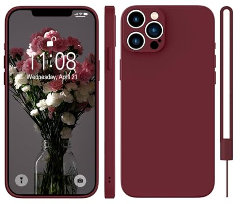 KPPIT for iPhone 15 Pro Max Case Silicone,Shockproof Cover with Microfiber Lining,Full-Body Protective iPhone 15 Pro Max Phone Case,Wine Red