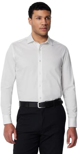 Amazon Essentials Men's Regular-Fit Stretch Wrinkle-Free Spread Collar Button Down Dress Shirt, White, XL
