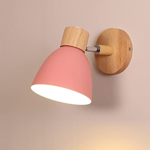 SXYSXYSXY Moderne Bois appliques murales À l'intérieur Minimalisme Applique Liseuse Déco Éclairage mural Lampe de chevet Chambre à coucher Le salon Grenier escaliers E27,Rose