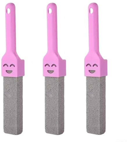 Bimsstein-Set zum Entfernen von Rost und Kalk im Badezimmer, mit Griff für Waschbecken, Badewanne, WC und Fliesenreinigungsaufgaben (lila)