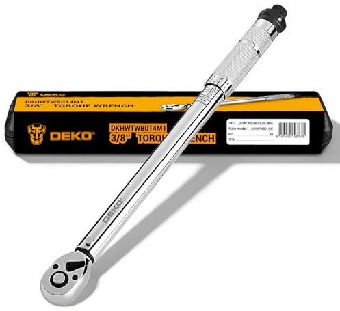 DEKOPRO Clé dynamométrique 3/8 Drive Click, 5-50 Ft-Lb/6.8-67.8 Nm Clé dynamométrique haute précision ± 3% 72 dents avec double direction réglable pour réparation de vélo, moto et voiture