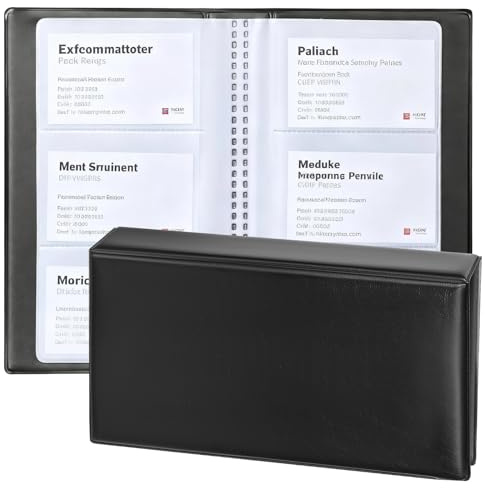 PU-Leder Visitenkartenmappe für 240 Karten, Platzsparende Visitenkartenmappe für Büro, Schwarz Visitenkarten-Organizer, für Kreditkarten,Kundenkarten,Bankkarten, Ideal für Büro und Praxis | Mit transparentem Innenraum, vielseitiges Visitenkartenbuch, PVC-Buch für Kreditkarten und Treuekarten (schwarz)
