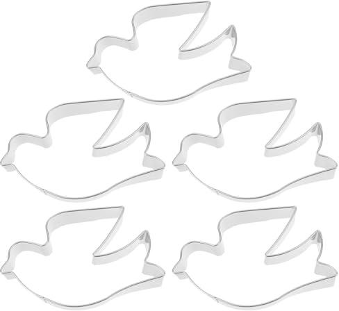 LIFKICH Set 5 Pezzi Tagliabiscotti in Acciaio Inox a Forma di Colomba, Stampi per Biscotti Autunnali, Utensili da Cucina per Biscotti Fai da Te e Pasta di Zucchero, Adatti per Cottura