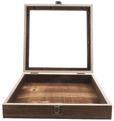 PRETYZOOM Scatola in Legno con Coperchio a Ribalta per Esposizione di Fiori Secchi e Insetti, Elegante Design Naturale per Proteggere e Decorare la Casa