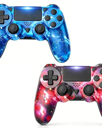 Gamrombo 2 Pack Wireless Controller for PS4/Pro/Slim/PC, Gamepad with Turbo, Touchpad, Dual Vibration, 6-Axis Gyro Sensor