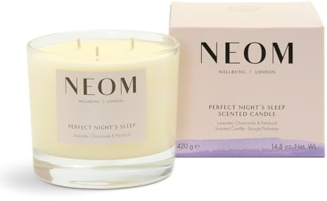 NEOM- Perfect Night's Sleep Scented Candle, 3 Wick | Lavender, Chamomile & Patchouli| Essential Oil Aromatherapy Candle | Scent to Sleep