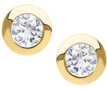 My Gold Damen Ohrstecker Ohrringe Echtes Gelbgold 333 Gold (8 Karat) Zirkonia Ø 7mm Solitär Goldohrringe Goldstecker Christy