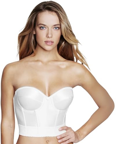 Dominique Noemi Women’s Backless Strapless Longline Bustier Bridal Bra #6377 - Full Support, Shaping Bra - Lingerie for women