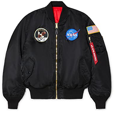ALPHA INDUSTRIES MA-1 VF NASA Chaqueta bomber, Negro, L para Hombre
