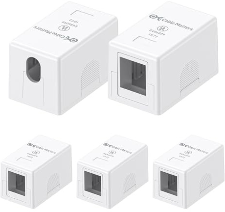 [UL Listed] Cable Matters 5-Pack 1-Port Keystone Surface Mount Box, White
