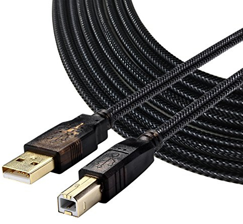 Bolongking Câble pour imprimante, USB 2.0 mâle A/mâle B compatible avec imprimantes, Canon, Lexmark, Epson, Dell, Xerox, et plus encore, (4.5m)
