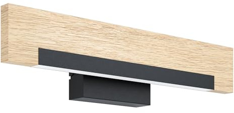 EGLO LED Wandlampe Camacho, 1 flammige Wandleuchte dimmbar | Wandstrahler innen aus Stahl, Holz und Kunststoff, Wohnzimmerlampe, Flurlampe in Schwarz, Natur, Weiß