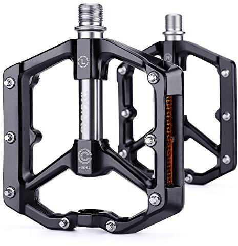 CXWXC Fahrradpedale Mit Reflektoren - MTB Aluminiumlegierung Pedale Set, 9/16 Cube Pedale für Mountainbike, Rennrad (Schwarz-Silber)